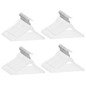 100 pcs Clothes Hanger Set Non-slip White Hardwood