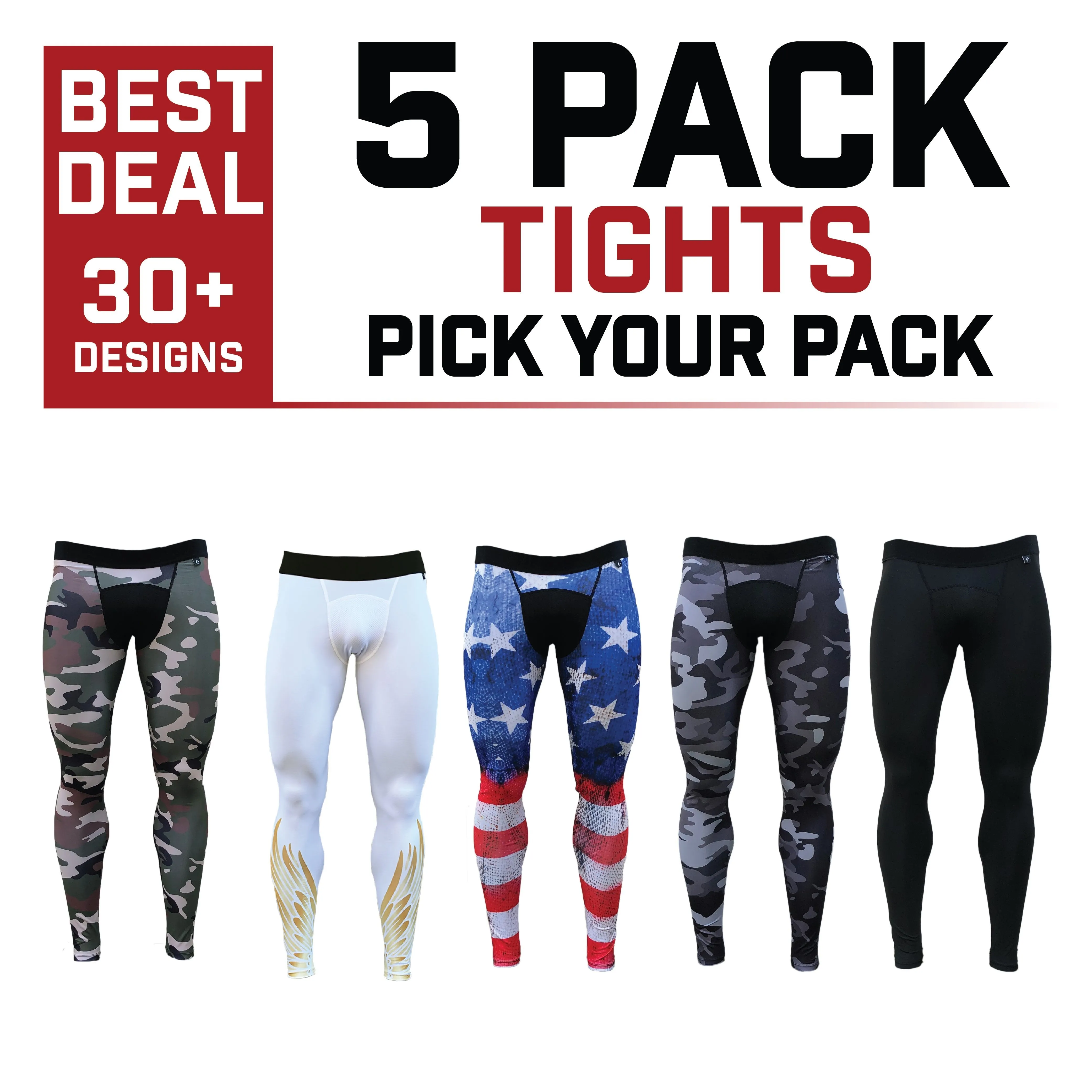 5 Pack Men's Compression Tights | Pick Your Pack