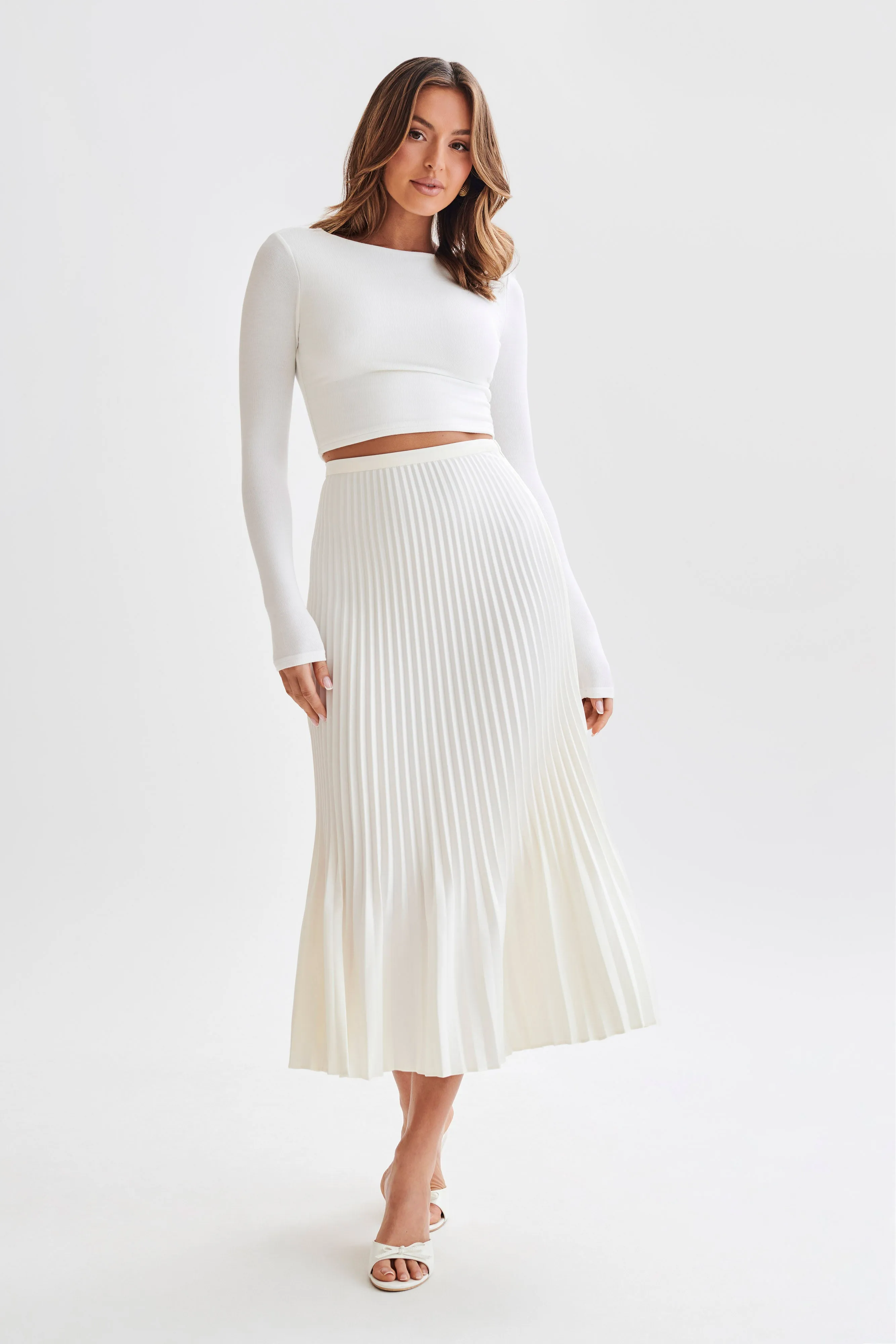 Abigail Long Sleeve Modal Top - White