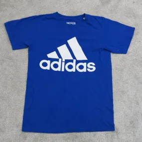 Adidas Men T Shirt Crew neck Graphic Tee 100%Cotton Short Sleeve Blue Size  S/P