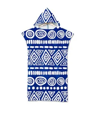 Adult Beach Suit Change Robes Poncho Hood Beach Towel Geometric Printed Microfiber Quick Drying Absorbent Bath Towels Beachwear