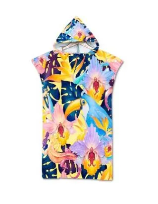 Adult Printed Pattern Microfiber Bath Beach Towel With Hooded Poncho For Swimming Surf Change Robe Bathrobe Quick Dry Beachwear