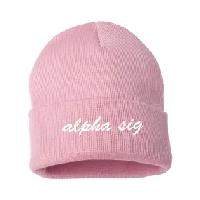 Alpha Sig Pink Sweetheart Beanie