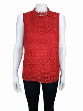 Anthropologie Danielrainn, Women's  Lace Top, Crimson, With Tags, Size S