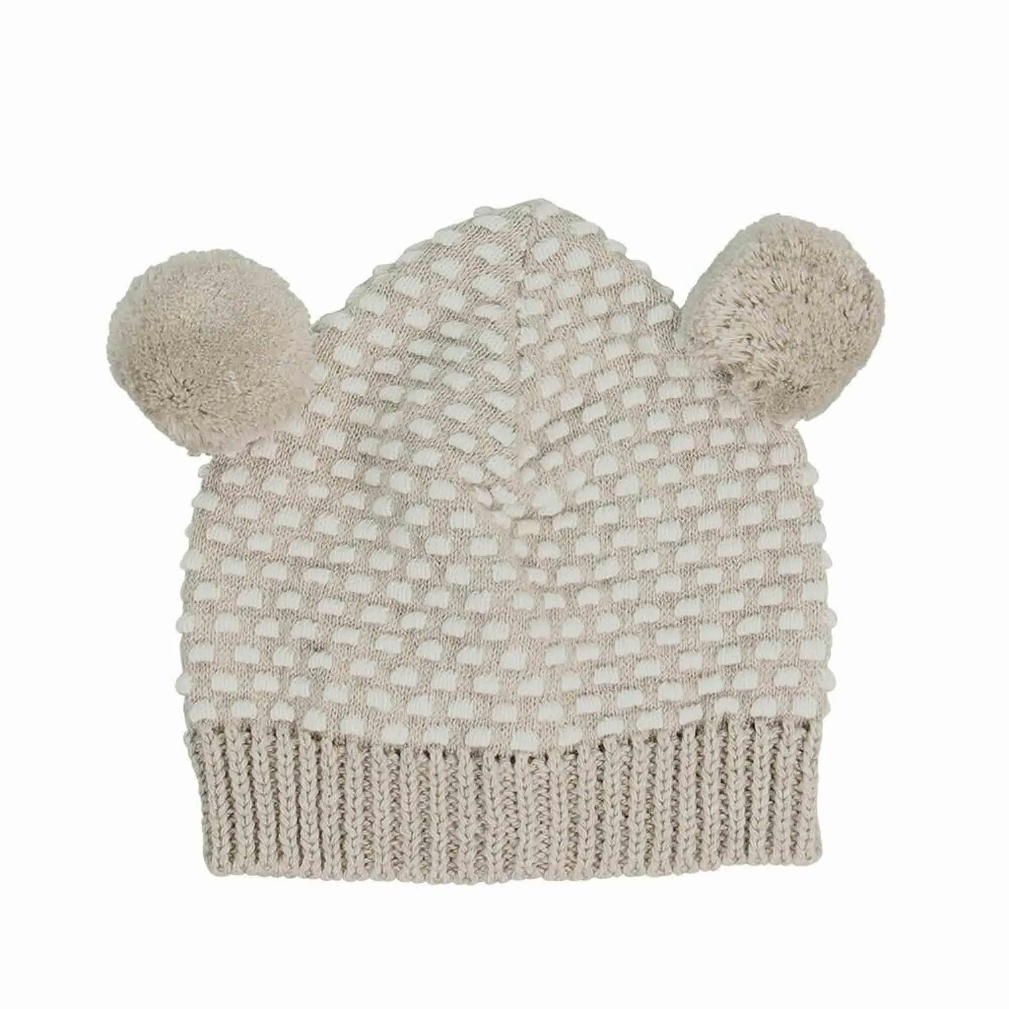 Arkie Waffle Knit Pom Pom Beanie - Natural