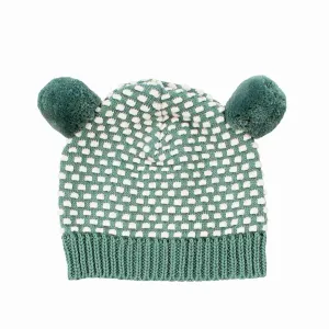 Arkie Waffle Knit Pom Pom Beanie - Sage