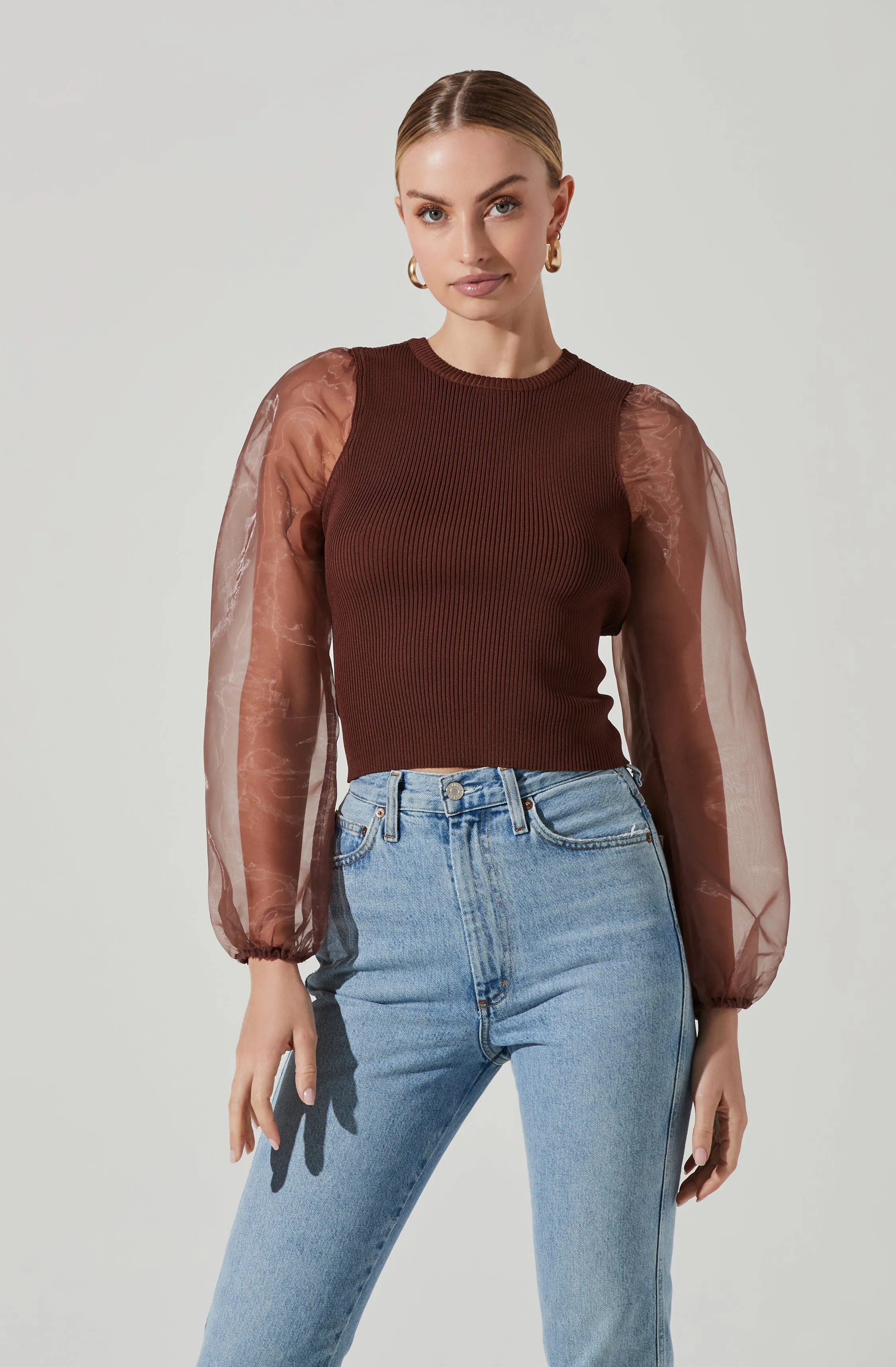 Audrina Chiffon Sleeve Sweater