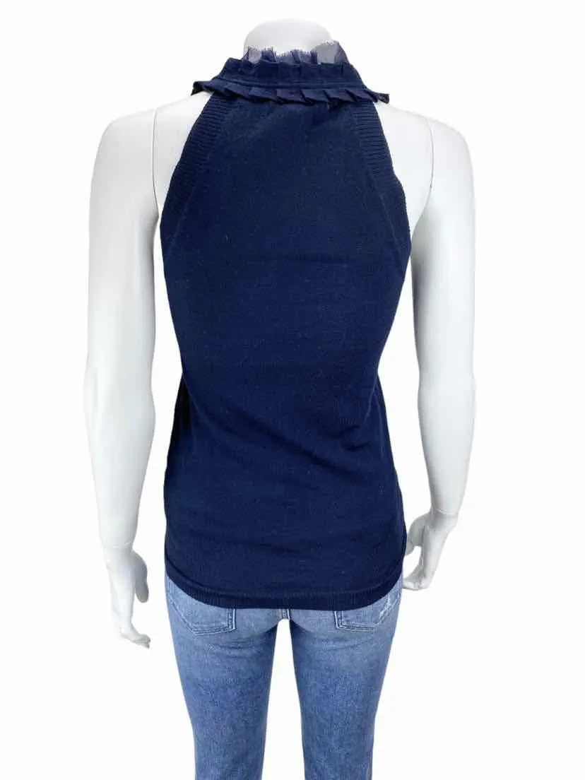 Banana Republic Women's Ruffled Merino Sleeveless Sweater Navy Size XS