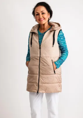 Barbara Lebek Contrast Panel Quilted Gilet, Beige