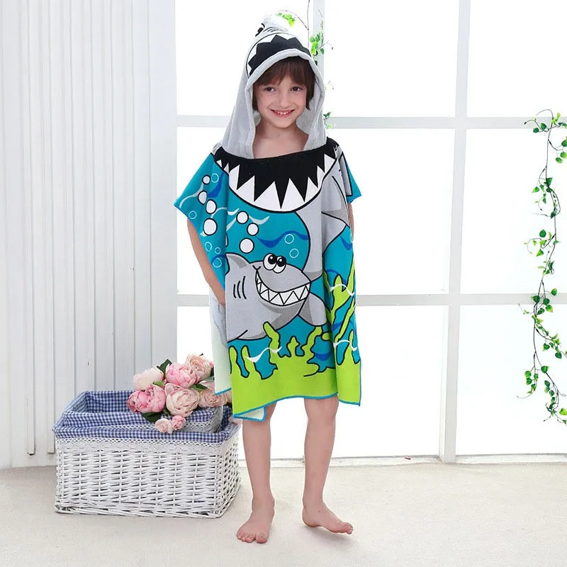 Beach Poncho for The Beach Towels Baby Towel with Hood Bathrobe Terry Cotton Baby Poncho Surf Child Cartoon Cotton Hooded Towel