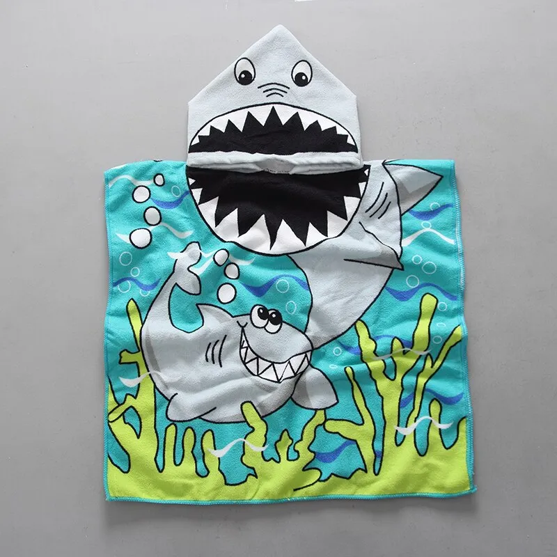 Beach Poncho for The Beach Towels Baby Towel with Hood Bathrobe Terry Cotton Baby Poncho Surf Child Cartoon Cotton Hooded Towel