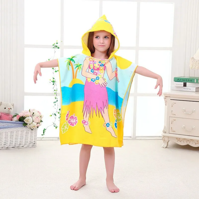 Beach Poncho for The Beach Towels Baby Towel with Hood Bathrobe Terry Cotton Baby Poncho Surf Child Cartoon Cotton Hooded Towel