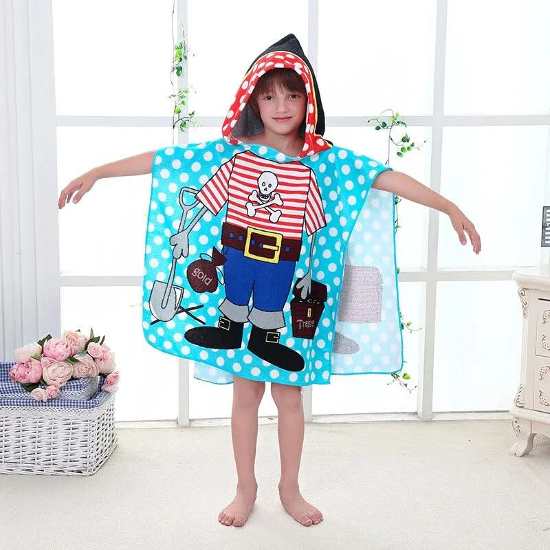 Beach Poncho for The Beach Towels Baby Towel with Hood Bathrobe Terry Cotton Baby Poncho Surf Child Cartoon Cotton Hooded Towel