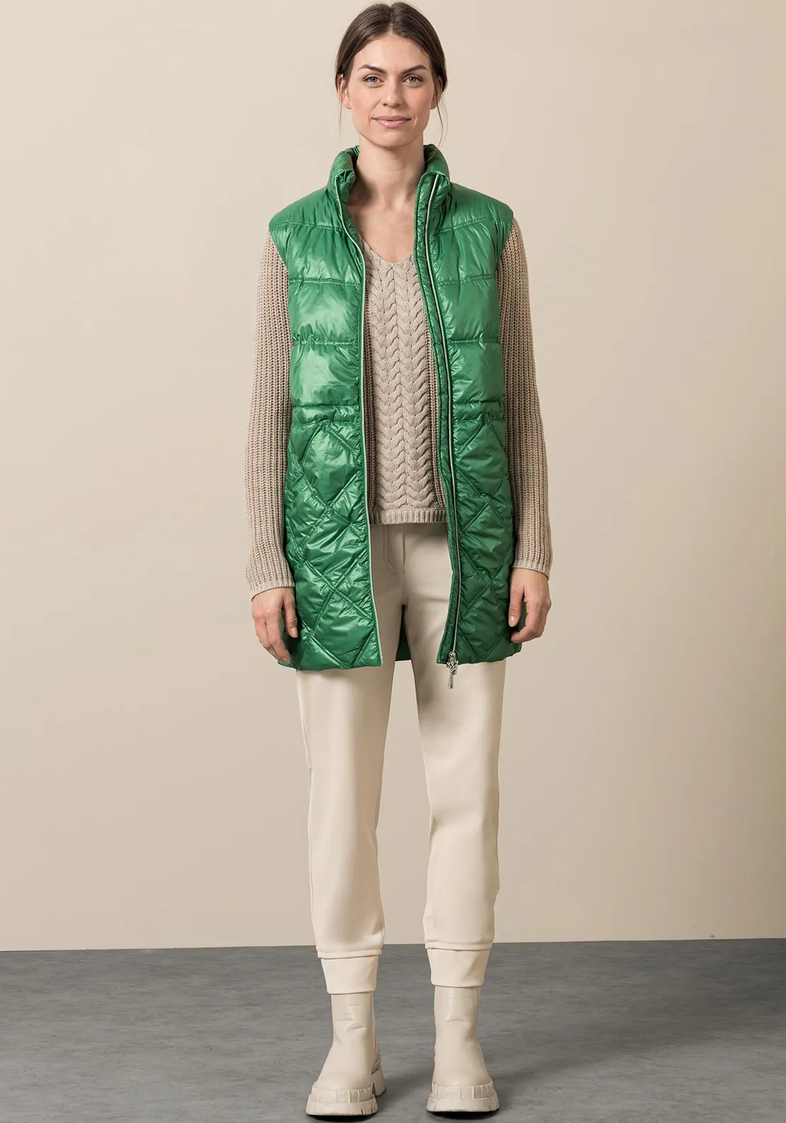 Bianca Carrie Mid Length Gilet, Green