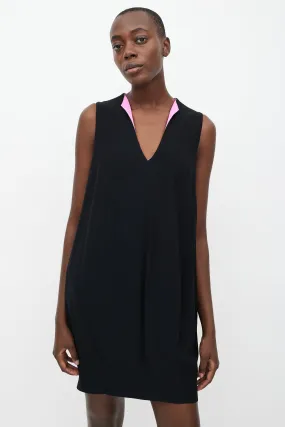 Black & Pink V-Neck Dress