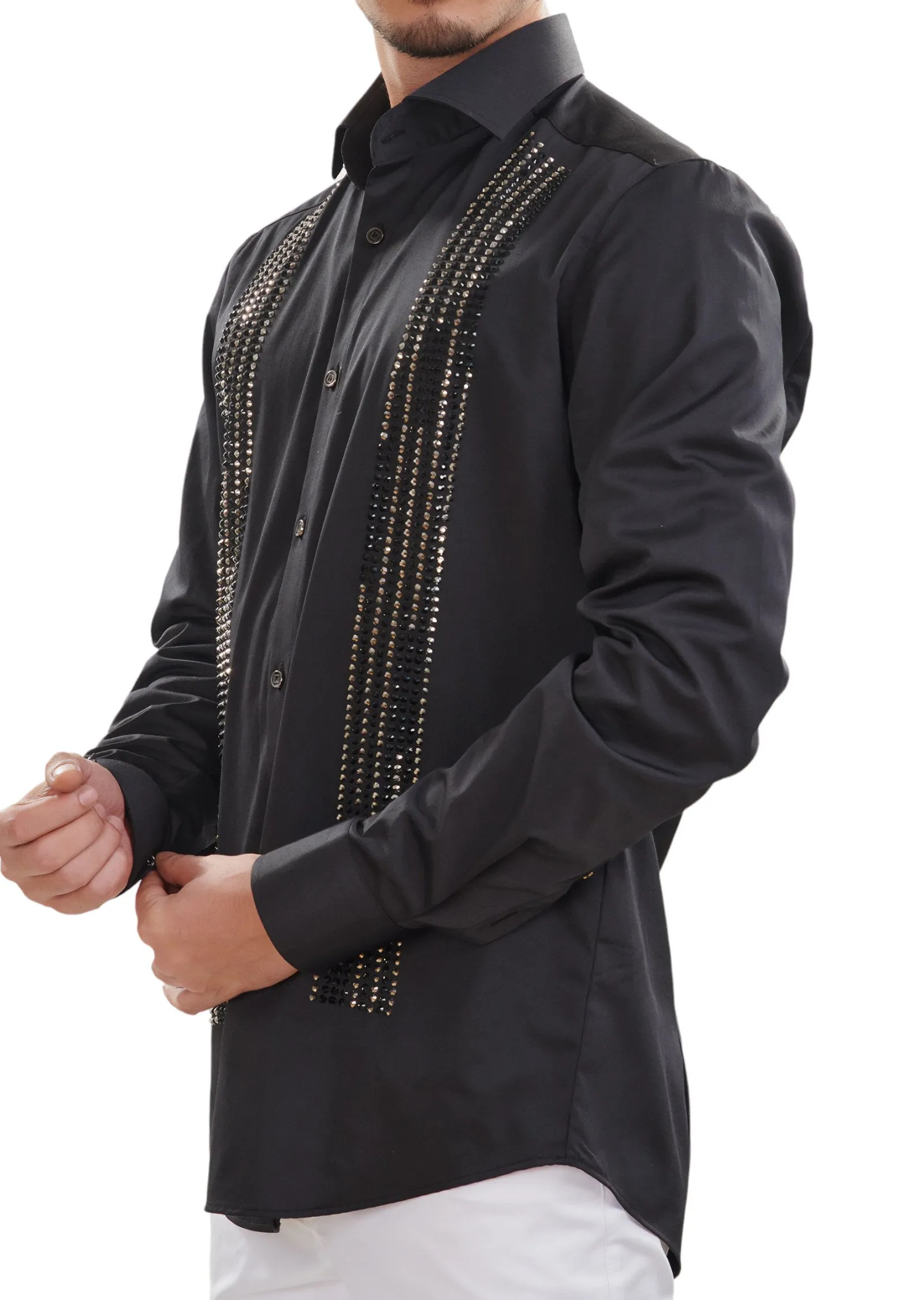 Black Double Side Rhinestone Shirt