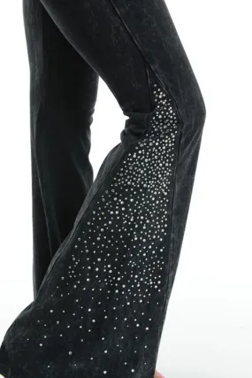 Bling Embellished Mineral Wash Bell Bottoms