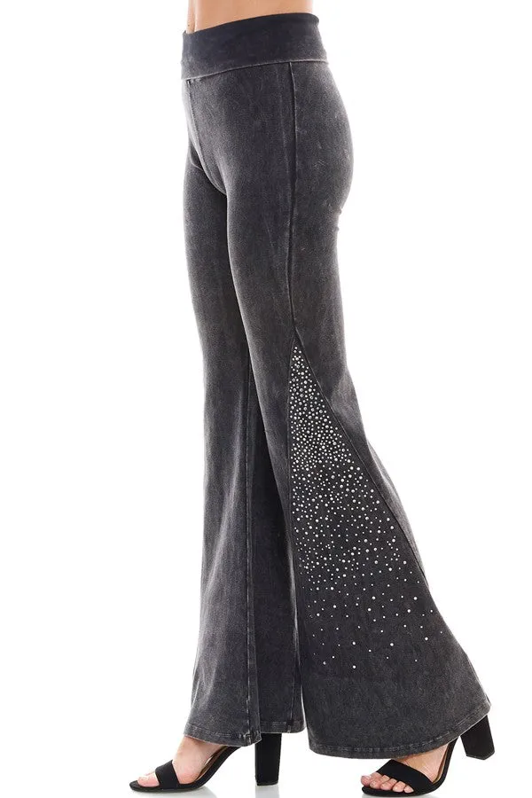 Bling Embellished Mineral Wash Bell Bottoms