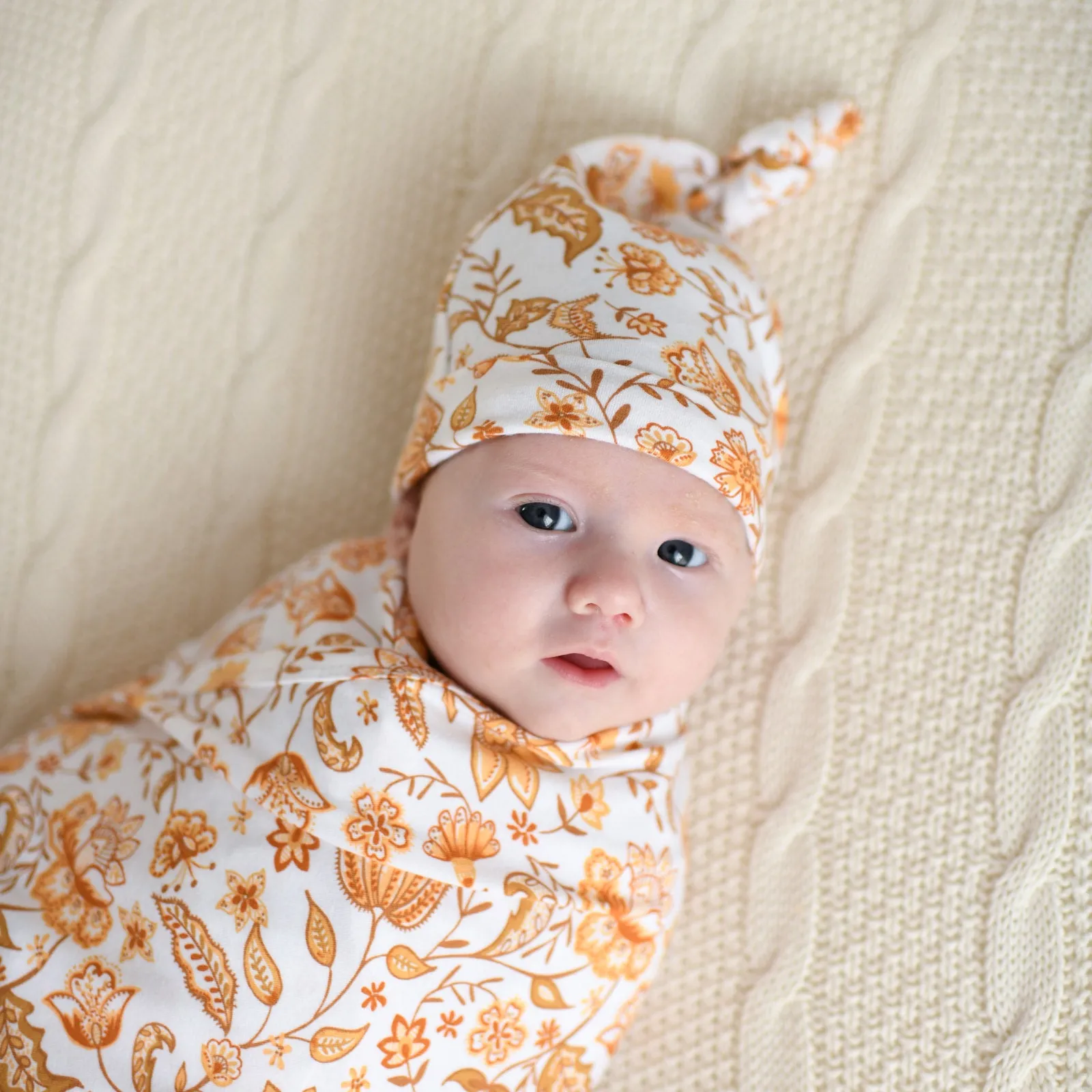 BOHEME organic cotton JERSEY swaddle wrap & beanie set