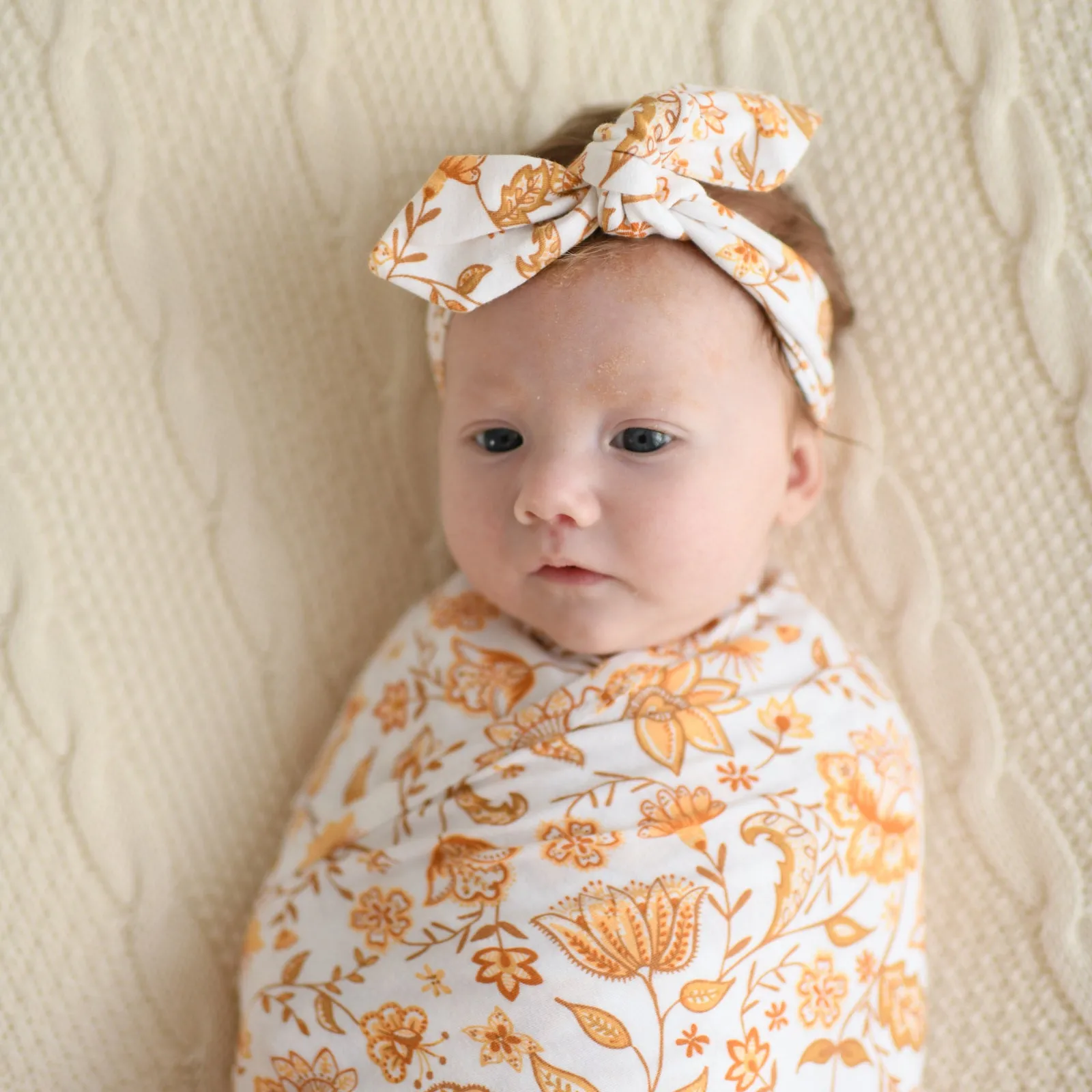 BOHEME organic cotton JERSEY swaddle wrap & headband set