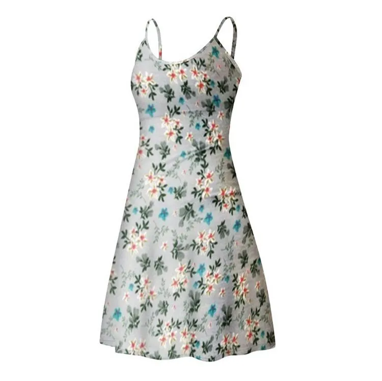 Bohemian Garden Flowers Short Floral Summer Bodycon Scoop Dress