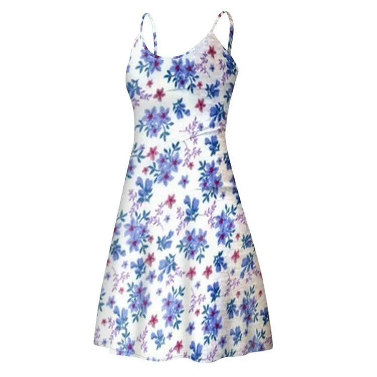 Bohemian Garden Flowers Short Floral Summer Bodycon Scoop Dress