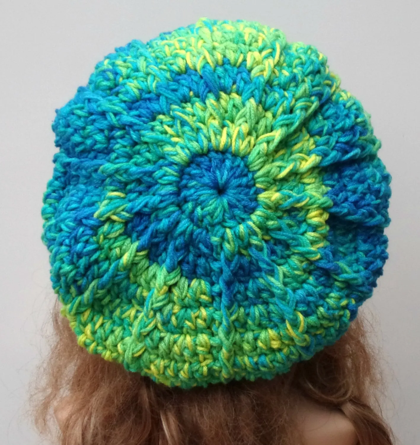 Bohemian Mermaid Slouchy Newsboy Visor Dread Tam Hippie brimmed slouch billed beanie Hat turquoise yellow green