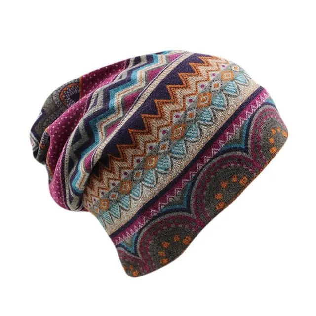 Boho Beanie Gypsy Slouch Hat Magic Hat Turns To Scarf Gaiter Skullie Bohemian Print Stocking Cap Winter Neck Scarf 14 Different Prints!