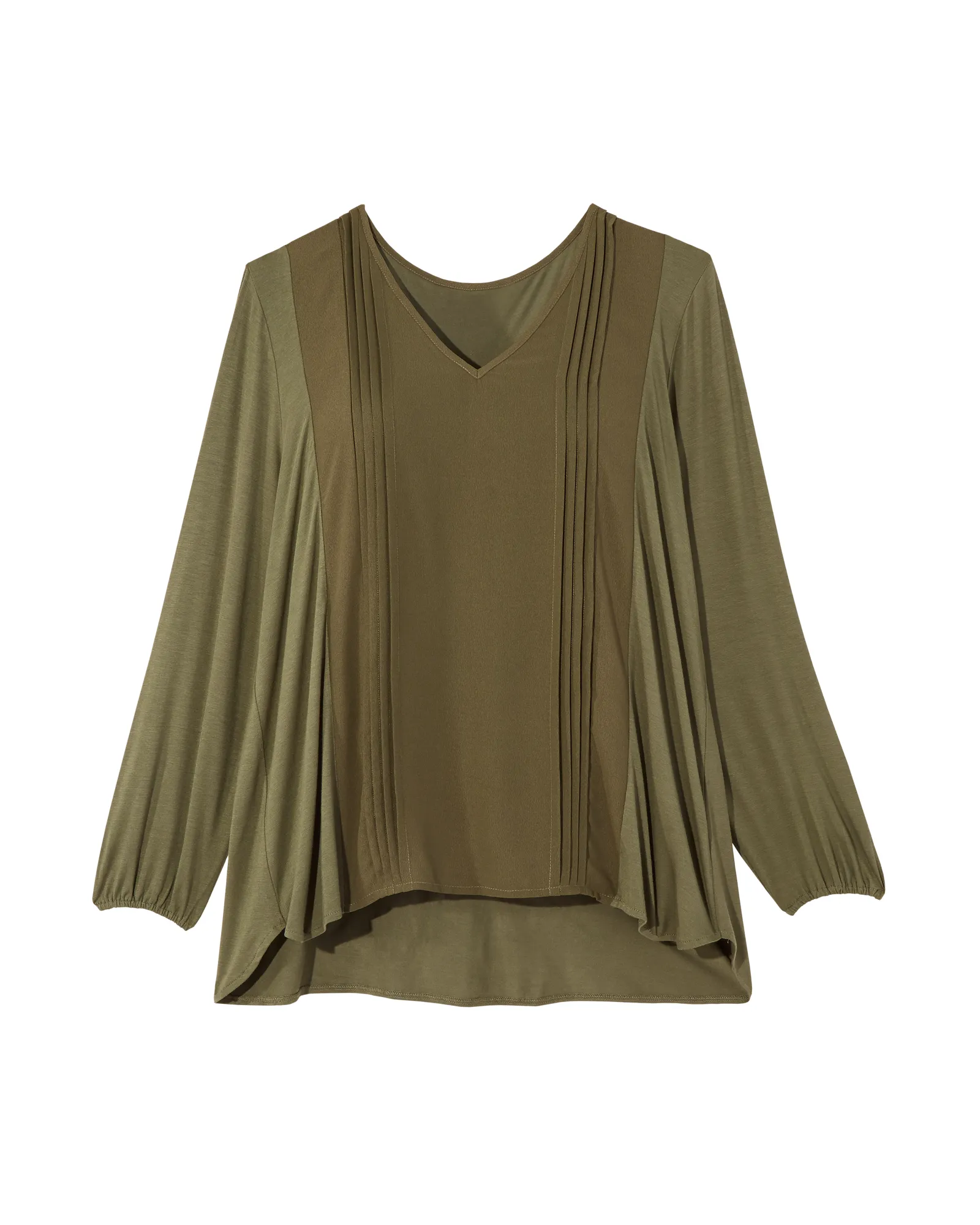 Brenna Long Sleeve Pleated Tunic | Olive Green