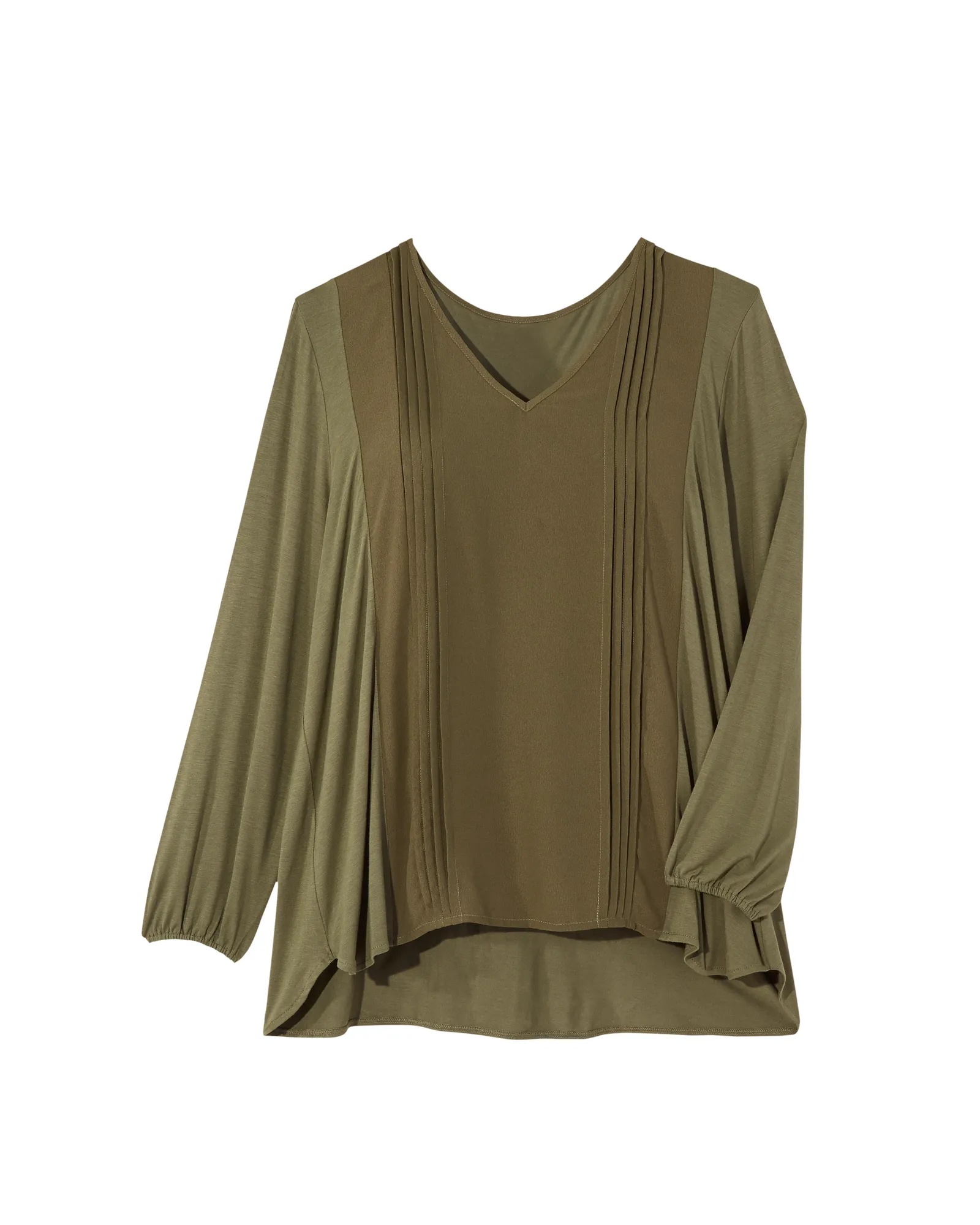 Brenna Long Sleeve Pleated Tunic | Olive Green