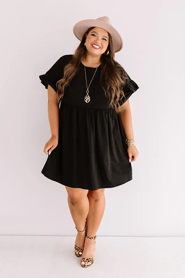 Brunch Bound Babydoll Dress In Black Curves