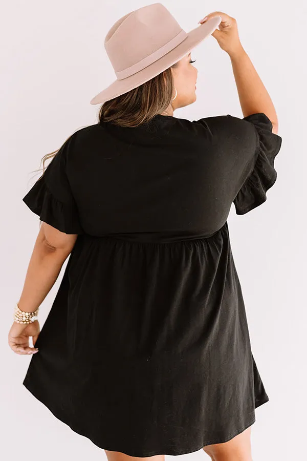 Brunch Bound Babydoll Dress In Black Curves