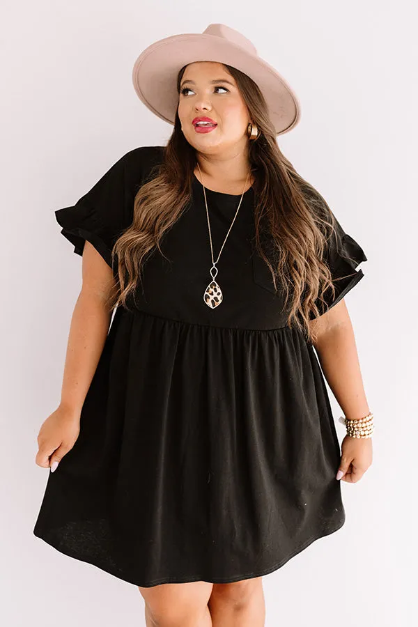 Brunch Bound Babydoll Dress In Black Curves