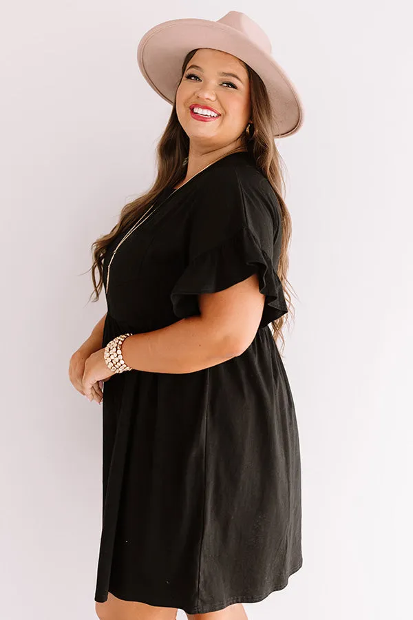 Brunch Bound Babydoll Dress In Black Curves