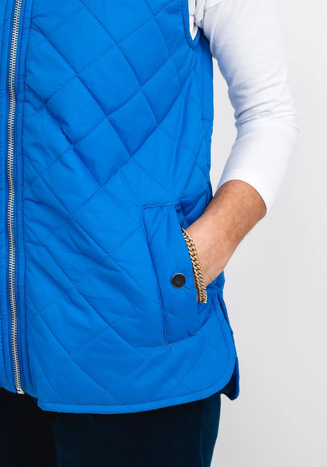 b.young Canna Quilted Short Gilet, Blue