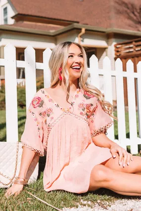 Cabanas And Cuties Embroidered Dress In Pink