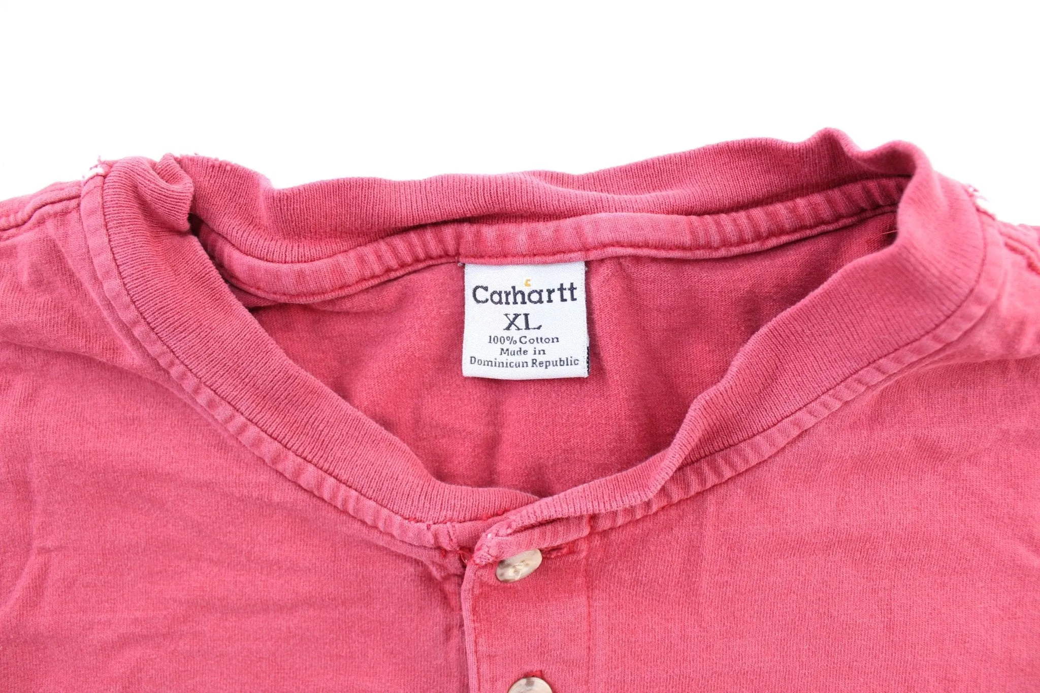 Carhartt Logo Patch Red Henley LS T-Shirt