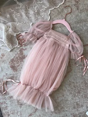 Cascading Babydoll Gown in Blush