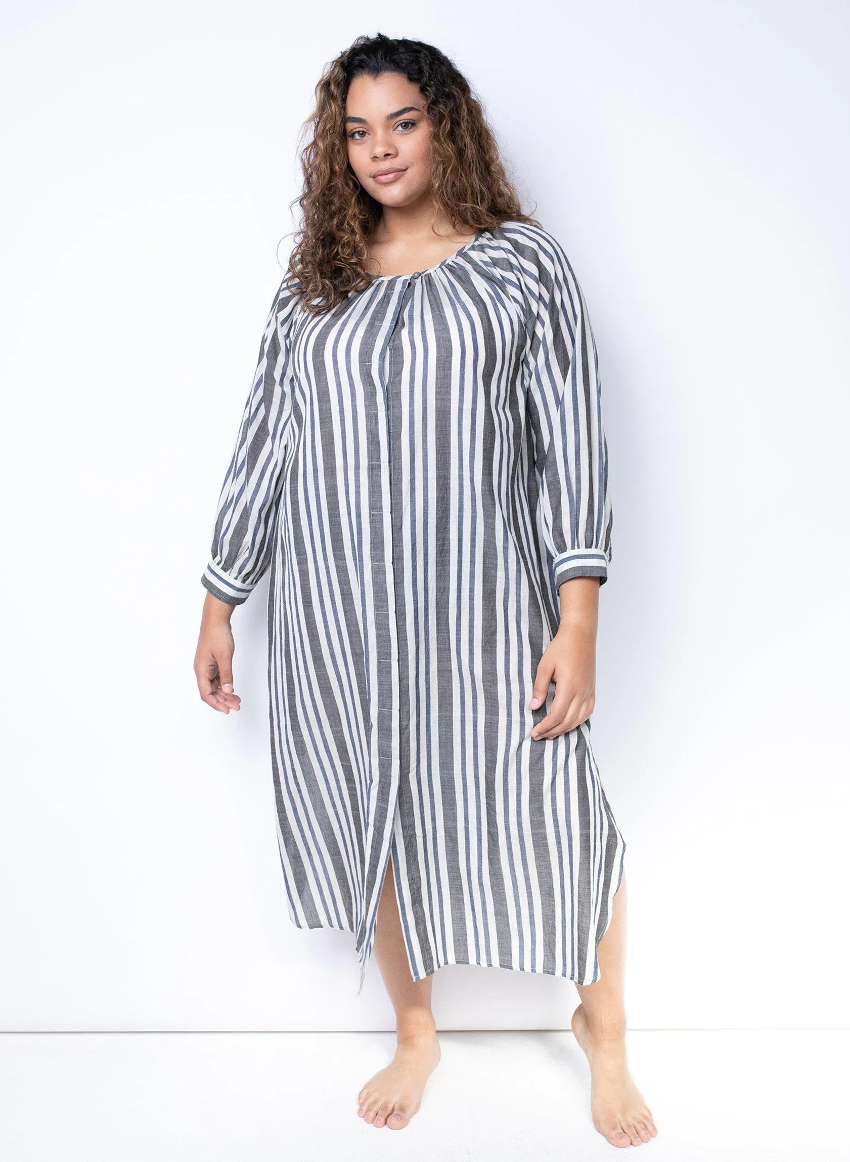 Caz Dress, silver stripe