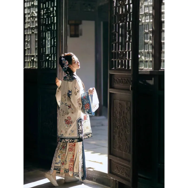 Chinese Qing Dynasty women's clothing Hanfu retro ethnic style ancient costume horse face skirt suit