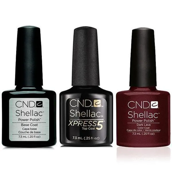 CND - Shellac Xpress5 Combo - Base, Top & Dark Lava (0.25 oz)