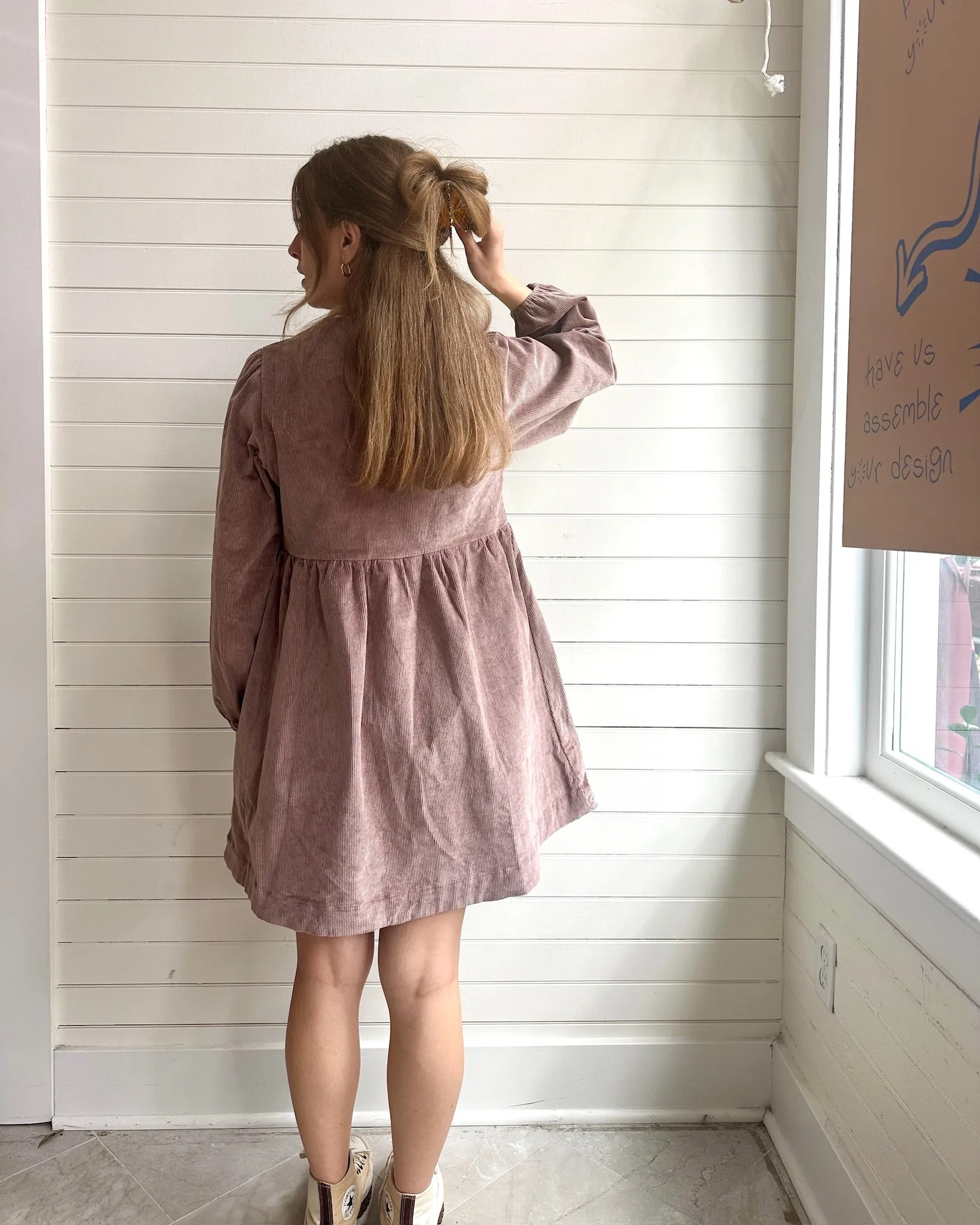 Corduroy tie Babydoll Dress