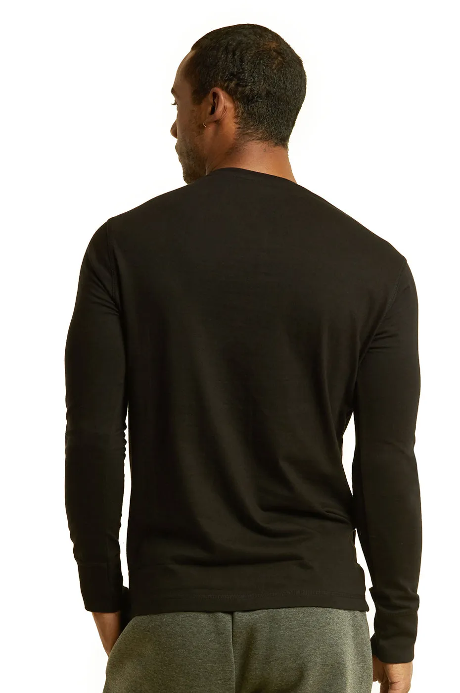 COTTONBELL MEN'S HENLEY SHIRT (MHS001C_BLACK)