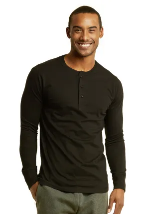 COTTONBELL MEN'S HENLEY SHIRT (MHS001C_BLACK)