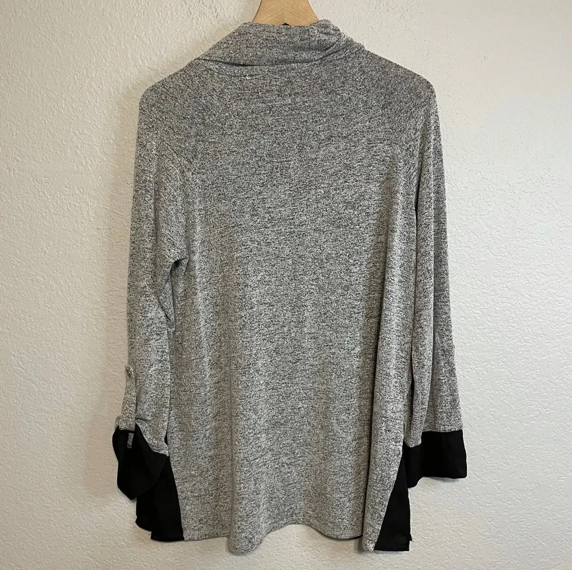 Cowl Neck Chiffon Trim Sweater