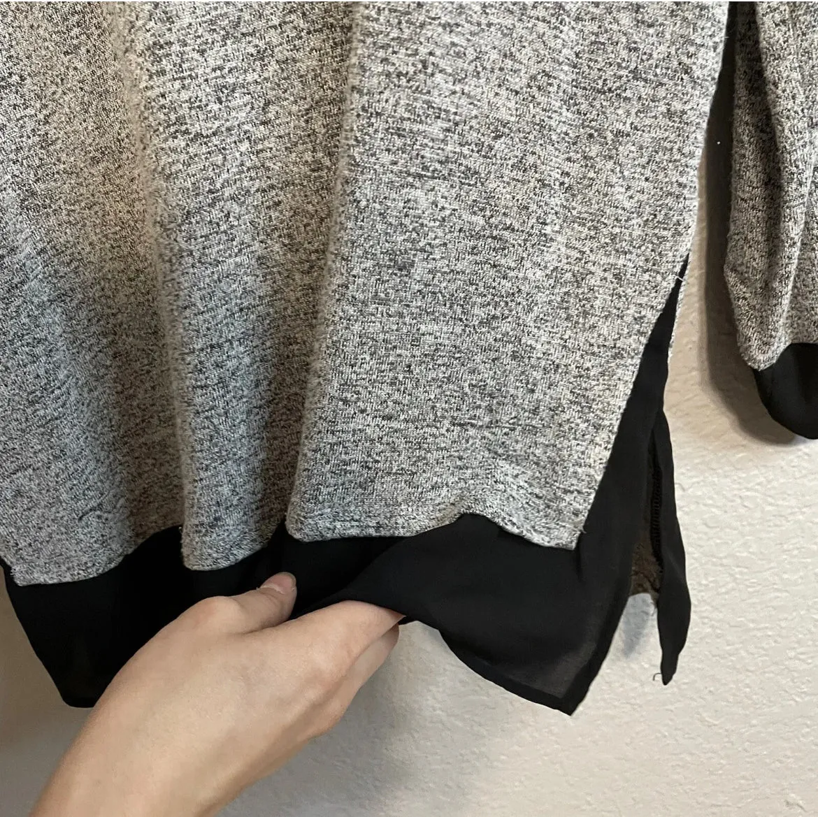 Cowl Neck Chiffon Trim Sweater