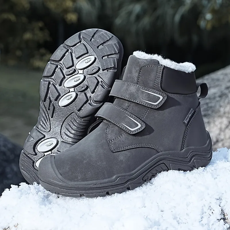 Cozy Boy's Snow Hiking Boots - Warm Fleece Lined, Non-Slip, Plush Comfy Ankle Shoes for Winter Outdoor Trekking, Waterproof, Breathable, and Durable