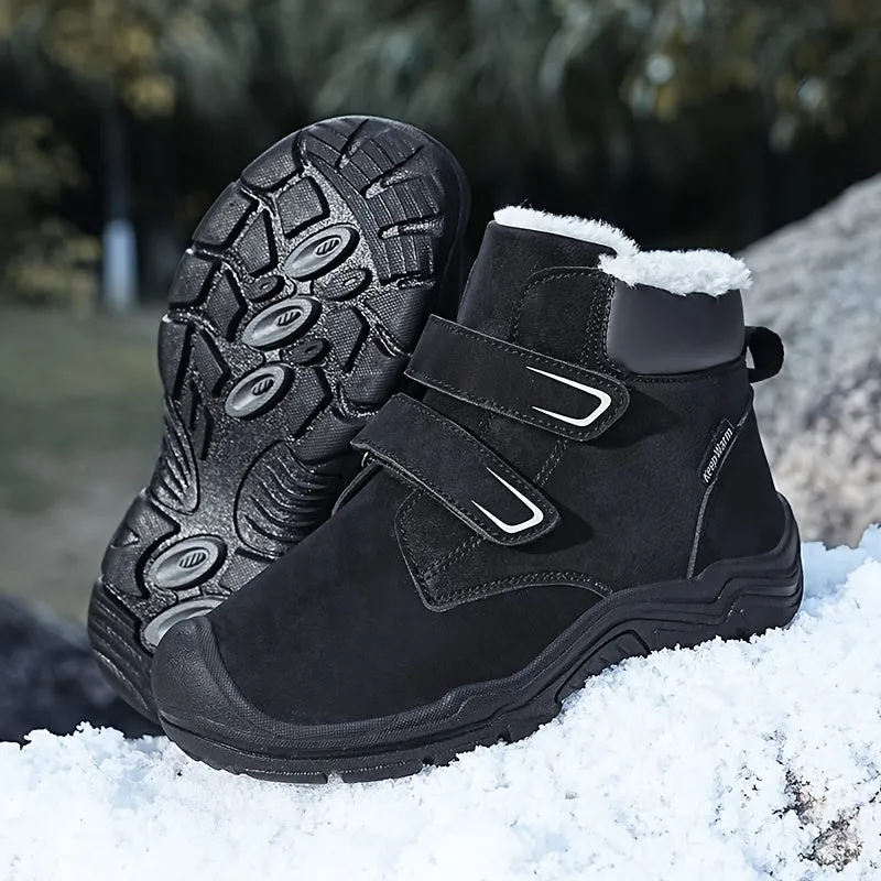 Cozy Boy's Snow Hiking Boots - Warm Fleece Lined, Non-Slip, Plush Comfy Ankle Shoes for Winter Outdoor Trekking, Waterproof, Breathable, and Durable