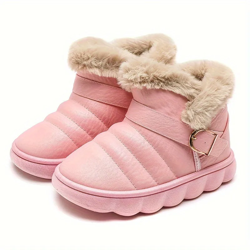 Cozy Fleece-Lined Kids' Snow Boots - Slip-On Ankle High For Boys & Girls | Warm Winter Footwear With Non-Slip Sole