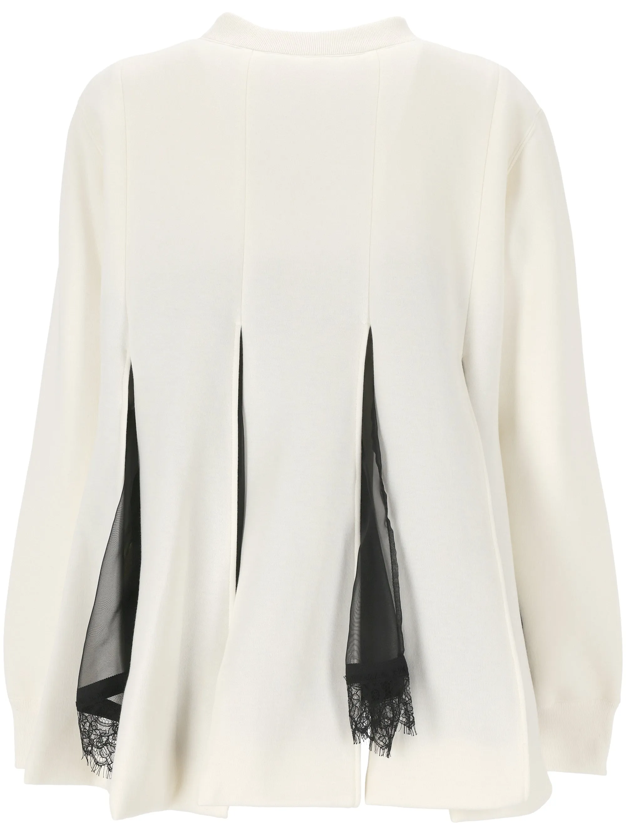 Cream White and Black Chiffon Sweater